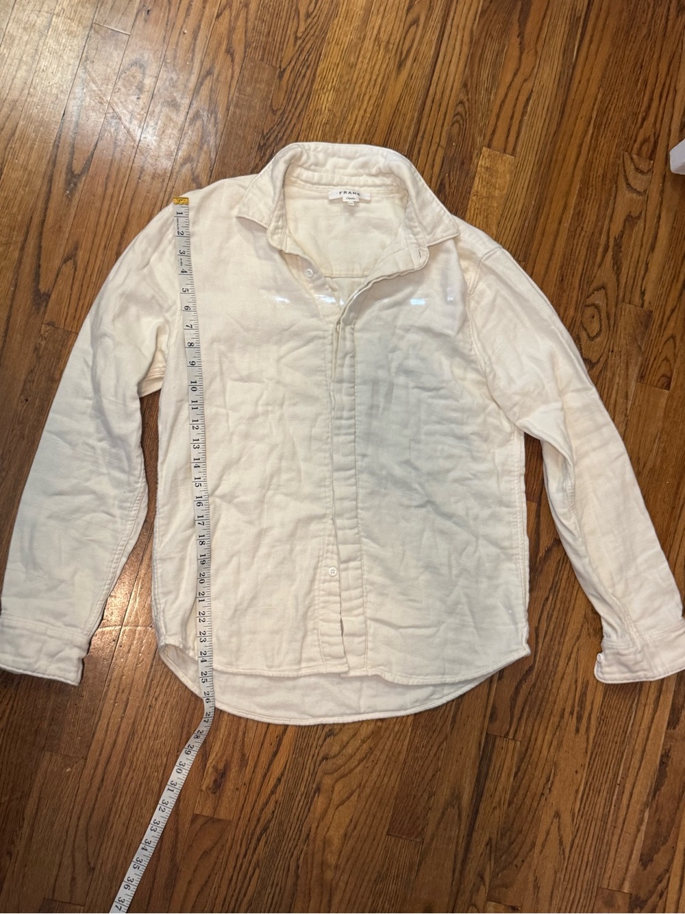 Frame Denim Classic Flannel Cream Button-Down Shirt like new medium